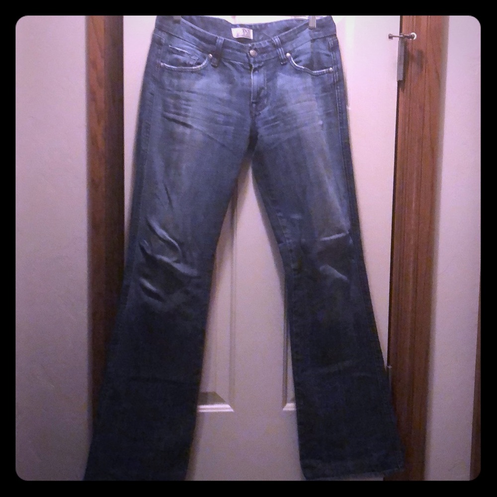 Low-rise, bootcut denim jeans